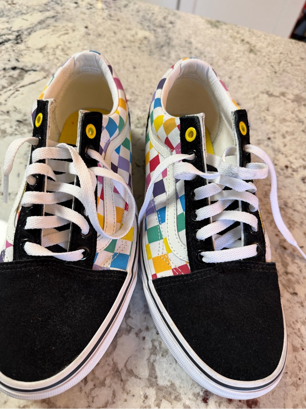 Vans Rainbow Checkerboard Lace-Up Sneakers - Black & Multicolor